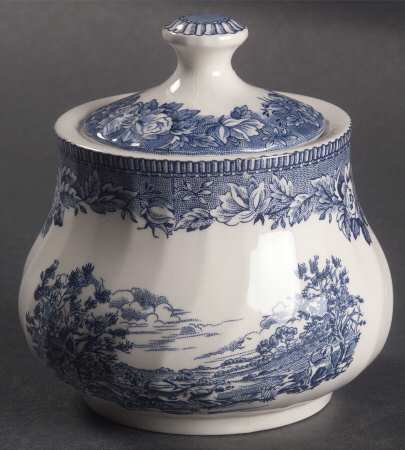 England's Heritage Blue Sugar Bowl & Lid