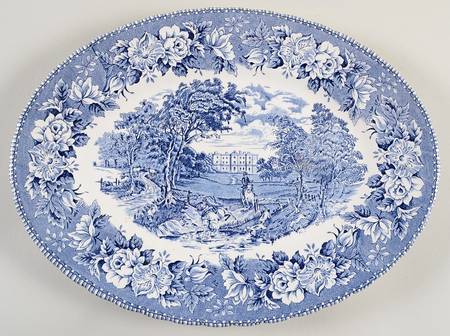 England's Heritage Blue 12" Oval Serving Platter