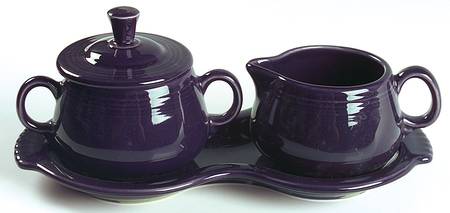 Fiesta Plum (Intro 2001) Creamer & Sugar with Lid & Tray Set