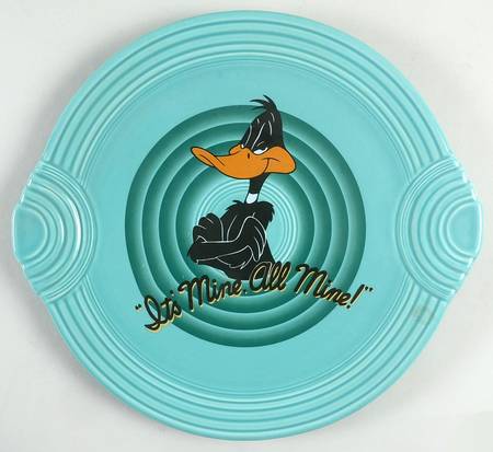 Fiesta Looney Tunes Turquoise Handled Cake Plate