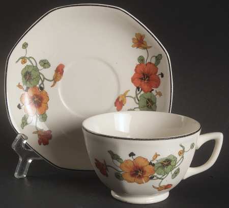 Y43 (Black Trim) Footed Cup & Saucer Set