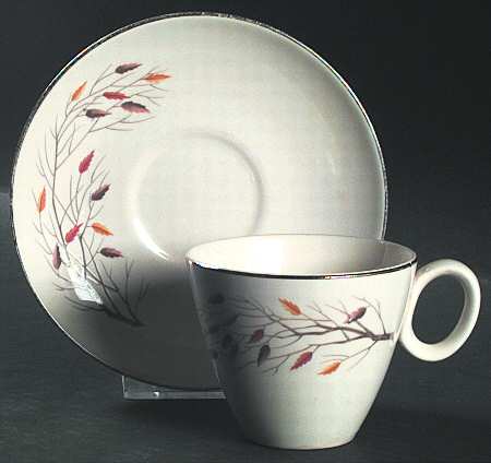 Autumn Song (Platinum) Flat Cup & Saucer Set