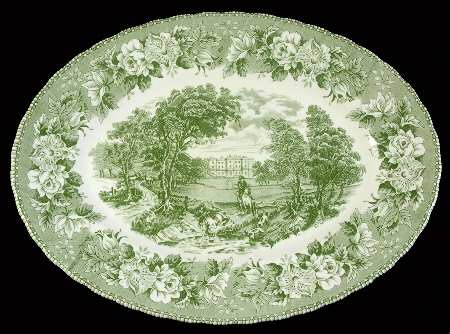 England's Heritage Green 12" Oval Serving Platter