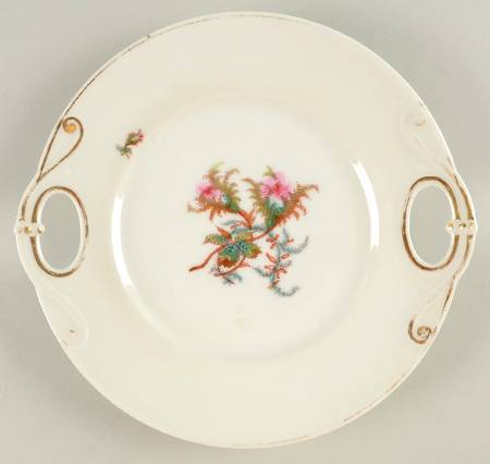 Moss Rose (Thin Gold Trim) Handled Cake Plate