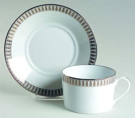 Plumes Platinum Flat Cup & Saucer Set