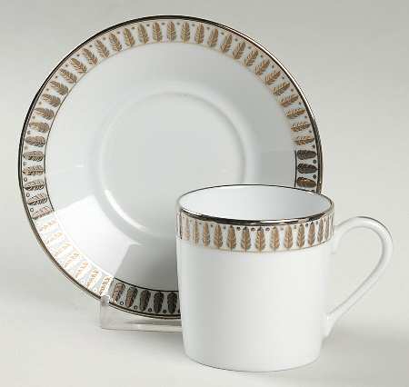 Plumes Platinum Flat Demitasse Cup & Saucer Set