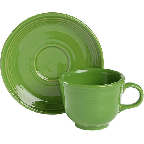 Fiesta Shamrock Green (Intro 2003) Flat Cup & Saucer Set by Homer Laughlin 