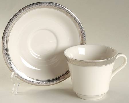 Royal Baroness (Platinum Trim) Flat Cup & Saucer Set