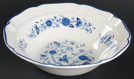 Seine Blue (Scalloped, Blue Trim) Rim Soup Bowl