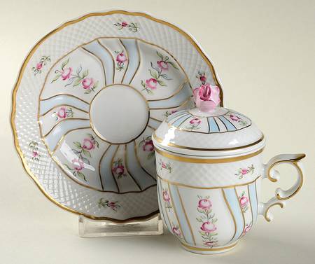 Savaria (Blue) 3-Piece Pot de Creme with Underplate