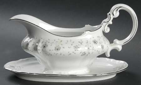 Persian Grey Gravy Boat with Attached Underplate by Hertel Jacob