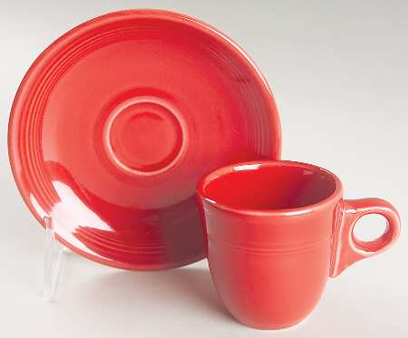 Fiesta Scarlet (Intro 2004) Flat Demitasse Cup & Saucer Set