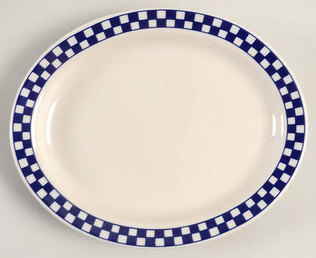 Checkers Cobalt Blue Oval Bread & Butter Plate