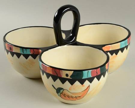 Hot Tamale 3 Part Condiment Server W/Center Handle