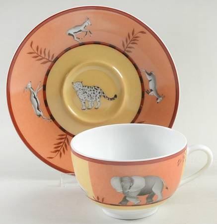 Africa Yellow-Orange Flat Cup & Saucer Set