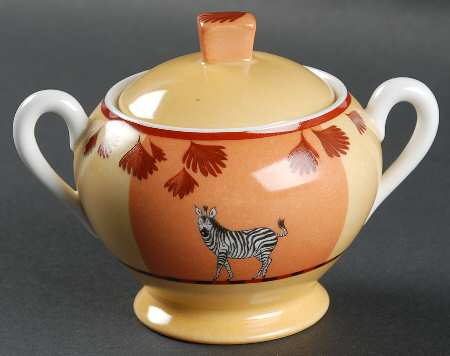 Africa Yellow-Orange Sugar Bowl & Lid