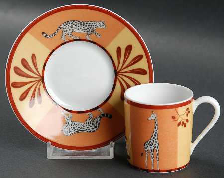 Africa Yellow-Orange Espresso Cup and Saucer Set