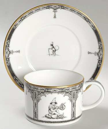 Chinoiserie Black (Ebony) Flat Cup & Saucer Set