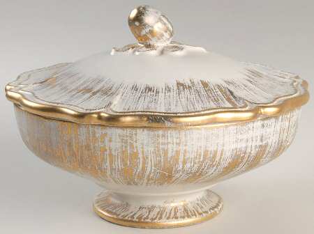 Gold Tweed Round Covered Vegetable