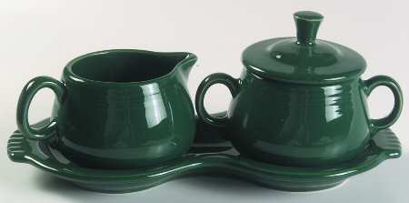 Fiesta Evergreen (Intro 2007) Creamer & Sugar with Lid & Tray Set