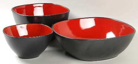 Rave Red Square (3 Piece) Mixing Bowl Set