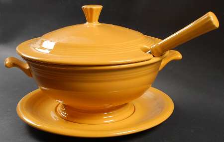 Fiesta Marigold (Intro 2008, 75th Anniversary) Tureen & Lid w/Ladle & Underplate by Homer Laughlin 