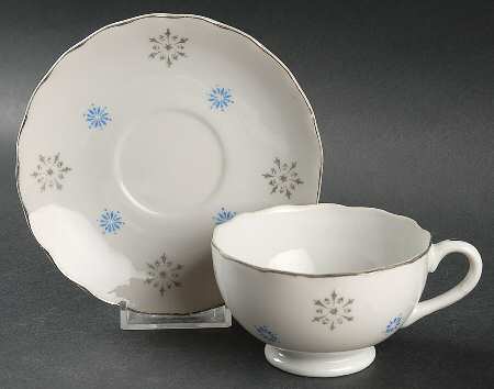 Blue Crystalline Footed Cup & Saucer Set