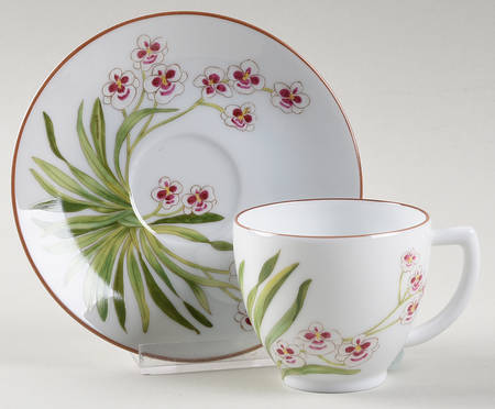 Jardin des Orchidees Flat Demitasse Cup & Saucer Set