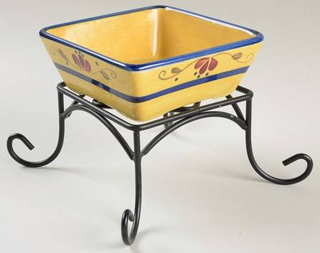 Welcome Home 5" Square Bowl with 3" High Metal Stand