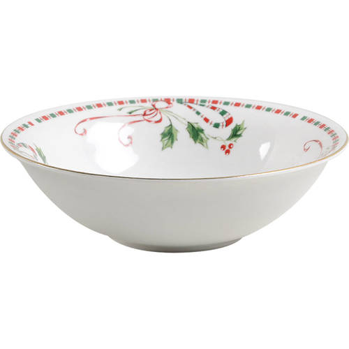 Tartan Ribbon (White Background, Gold Trim) Coupe Cereal Bowl