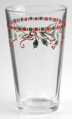 Tartan Ribbon (White Background, Gold Trim) 14 Oz Glassware Tumbler