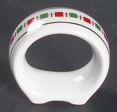 Tartan Ribbon (White Background, Gold Trim) Napkin Ring