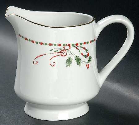 Tartan Ribbon (White Background, Gold Trim) Creamer