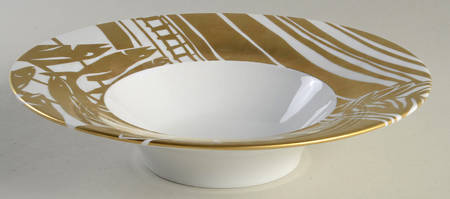 Outline Gold Large Rim Soup Bowl by Hering Berlin