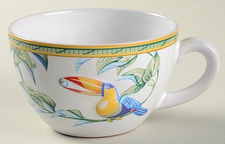 Faience Toucans Breakfast Cup