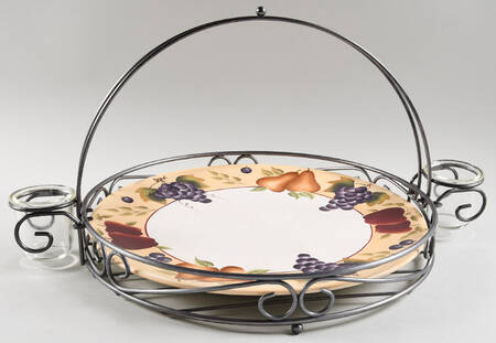 Sonoma Villa 13" Round Chop Platter & Metal Holder W/Tea Lights