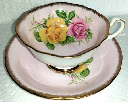 HRG4 Footed Cup & Saucer Set by Harleigh (England)