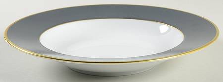 Color Block Gold Grey Large Rim Soup Bowl