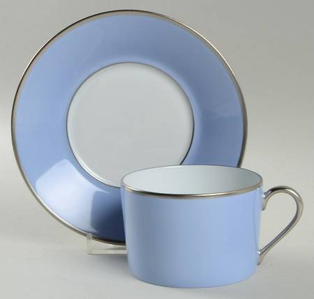 Color Block Platinum Lavender Flat Cup & Saucer Set