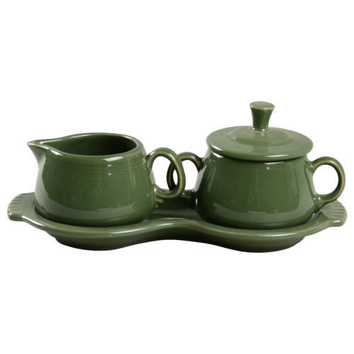 Fiesta Sage Green (Intro 2015) Creamer & Sugar with Lid & Tray Set