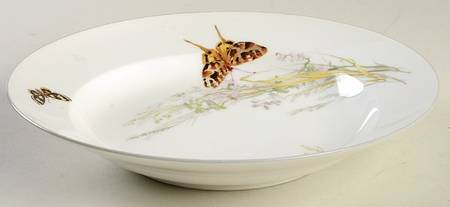 Meadow Visitors (Smooth, Gray Trim) Large Rim Soup Bowl