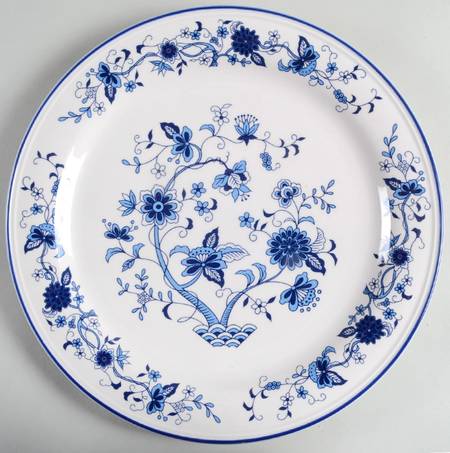 Seine Blue (Smooth, Blue Trim) 12" Chop Plate (Round Platter)