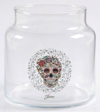 Fiesta Skull and Vine Sugar Glassware Treat Jar No Lid