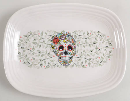 Fiesta Skull and Vine Sugar 11" Rectangular Serving Platter