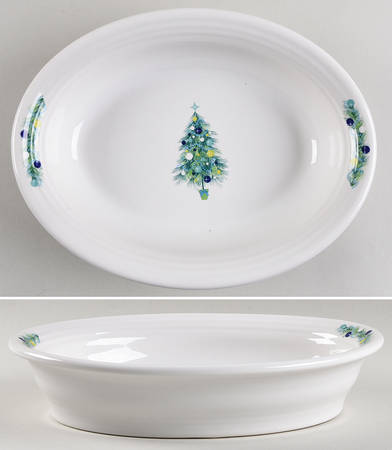 Fiesta Blue Christmas Tree 10" Oval Vegetable Bowl