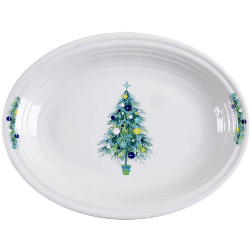 Fiesta Blue Christmas Tree 11" Oval Serving Platter
