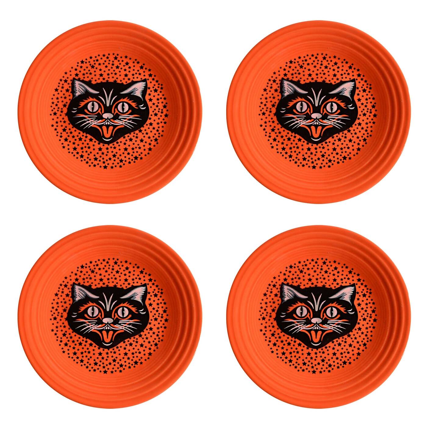 Fiesta Black Cat (Poppy Orange Body) Luncheon Plate - Set of 4 by Homer Laughlin 