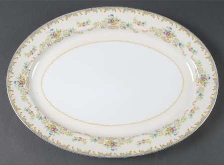Jacqueline (Blue Edge) 16" Oval Serving Platter