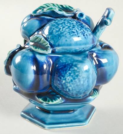 Mood Indigo Blue Jam/Jelly & Lid W/Spoon