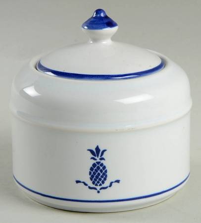 Country Blue Sugar Bowl & Lid